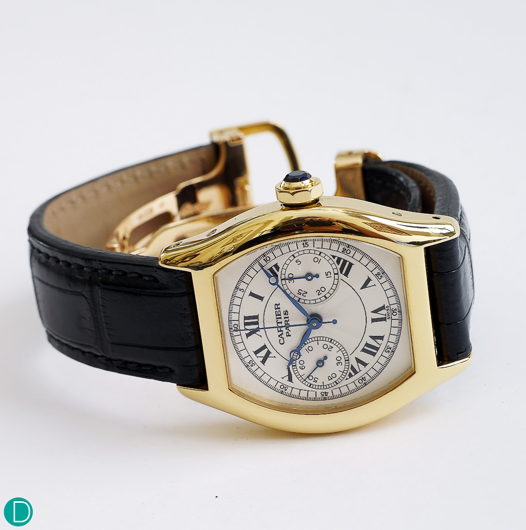 The Cartier Tortue Mono Poussoir. A throwback to the original model that was first produced in 1928.