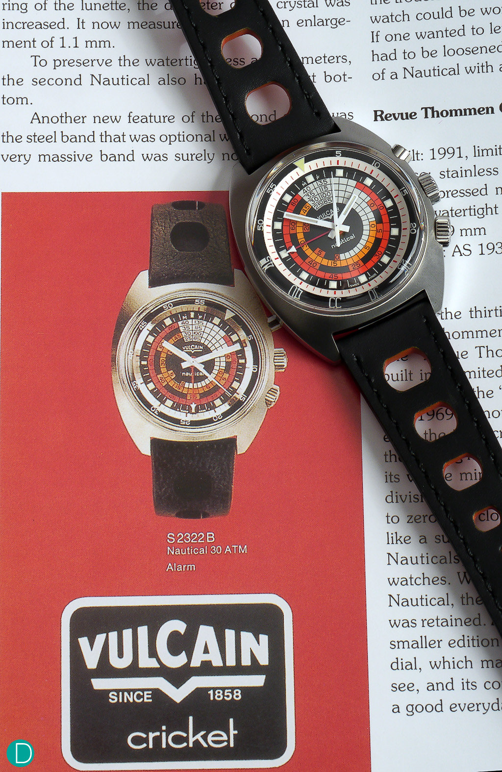 The Vulcain Nautical Seventies on the advertisement for the original one, made in 1970.