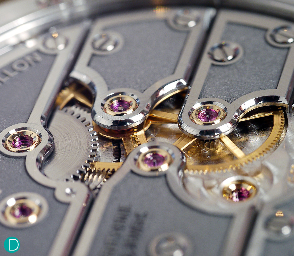 Detail of the G-03 movement. The plates are made in a very pleasing aesthetic design.