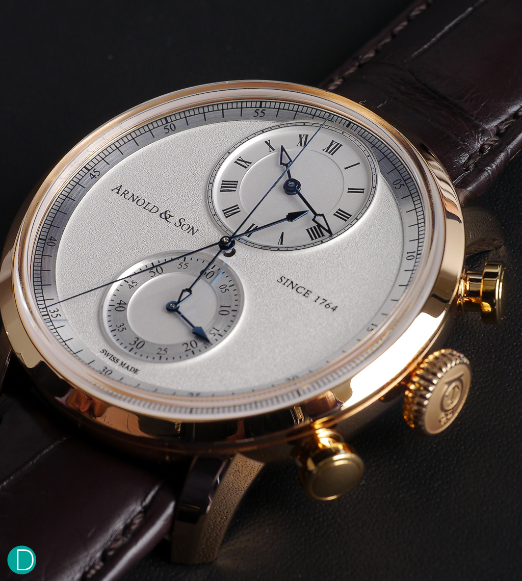 The Arnold & Son Dead Beat Chronograph. A masterful combination of the precisely jumping second hand and the chronograph movement. Makes one wonder why this has not been done before.