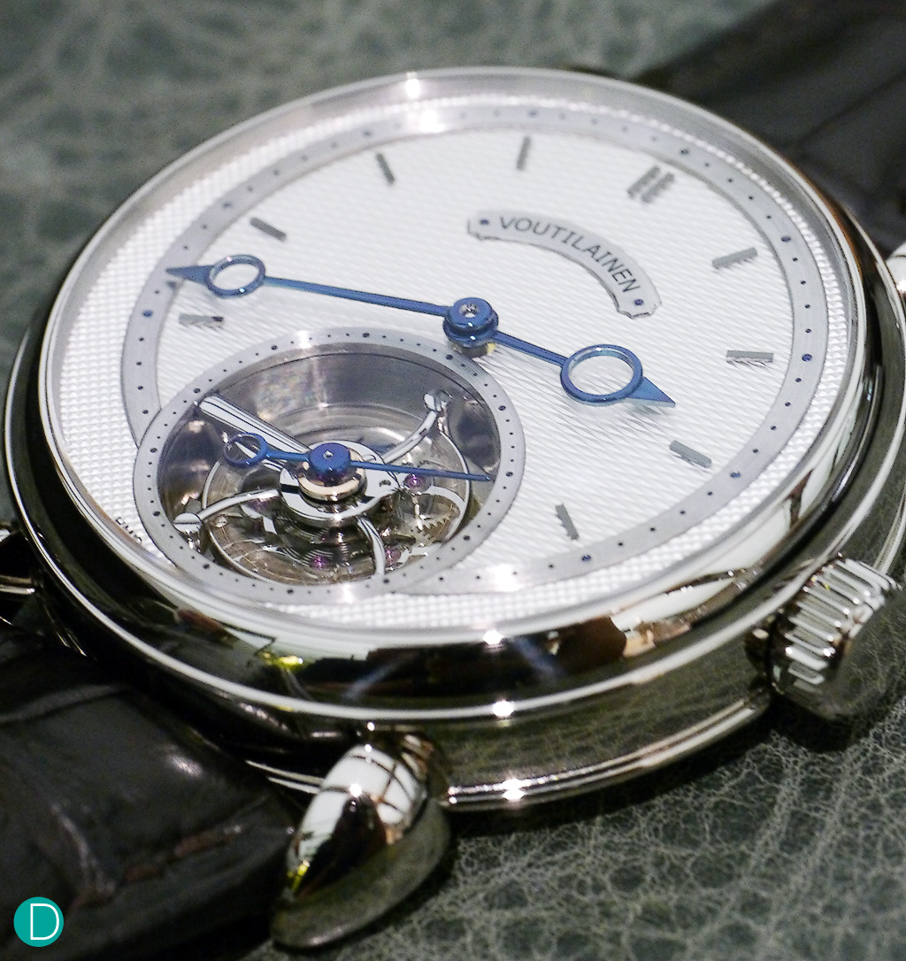 Voutilainen Tourbillon-6. Another specimen with a white dial. For some reason, we preferred the version with the white dial, perhaps a nod towards a more discrete watch.