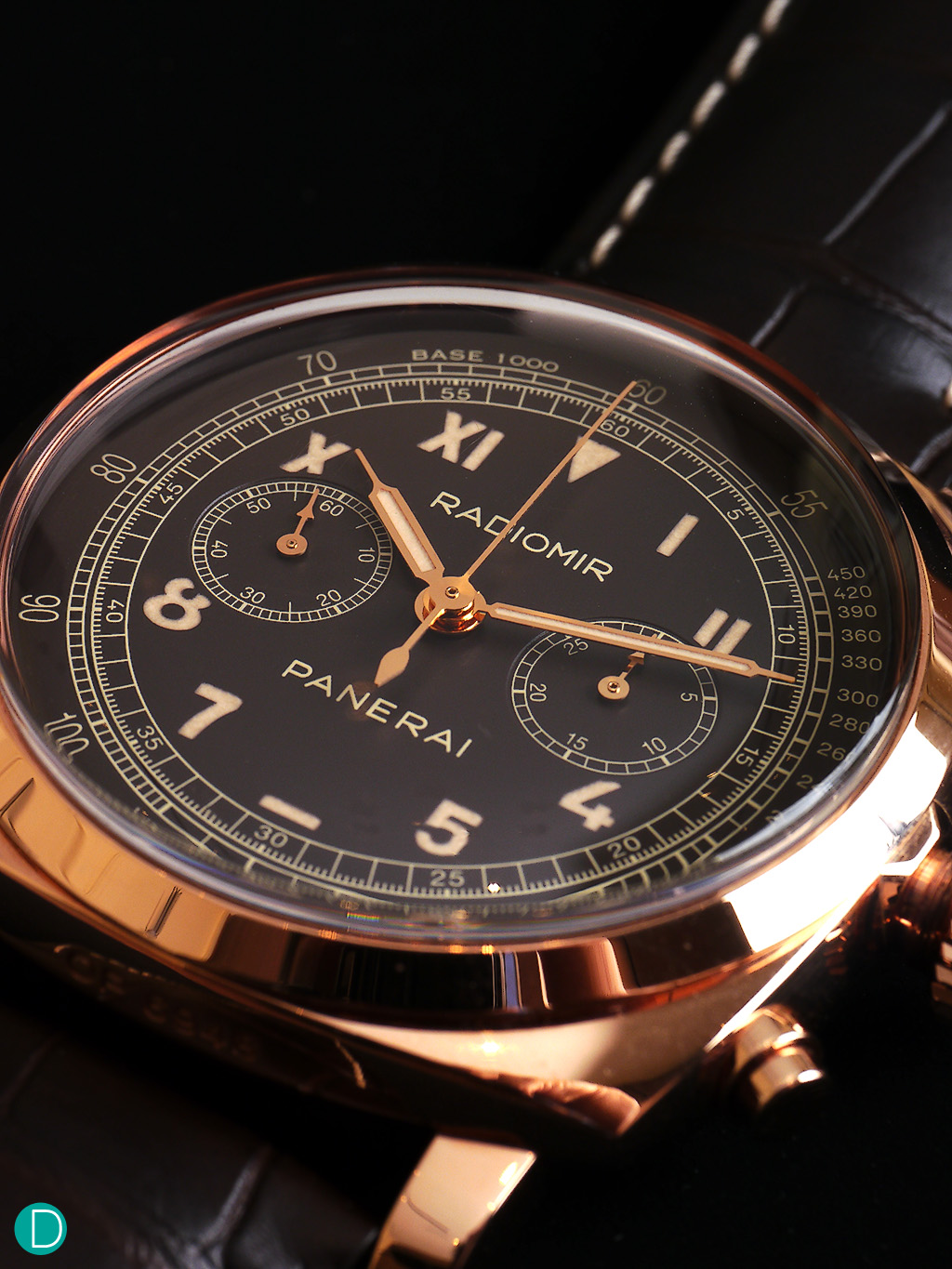Featuring the California Dial layout would be Panerai 519. Slightly different from the other two chronographs, but this variant is only available in rose gold. 
