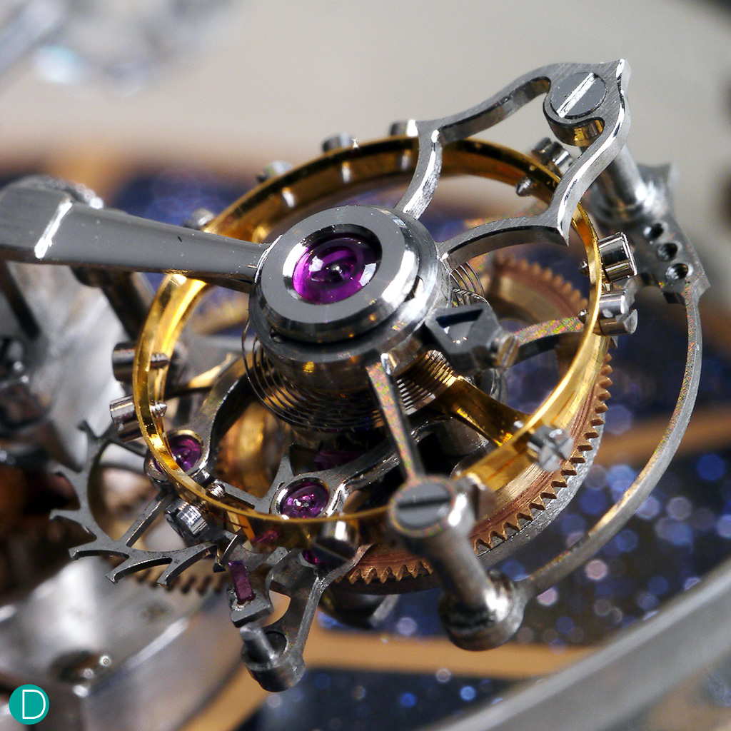 A macro shot of the tourbillon. A very fine piece of complication that sets our hearts on fire. 