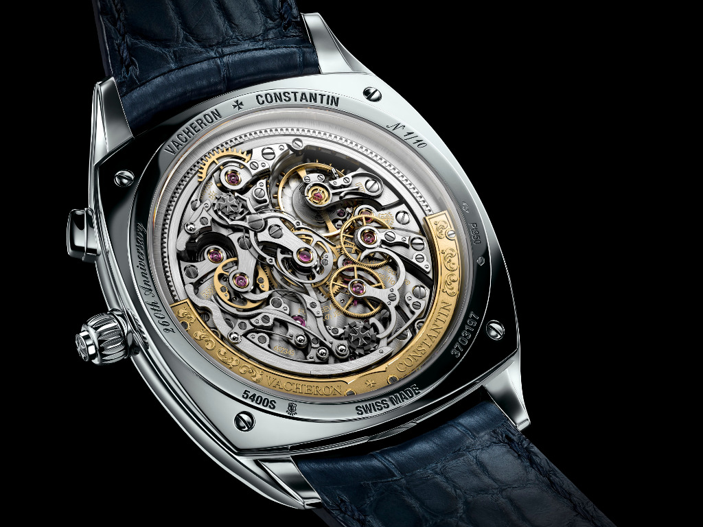 A caseback shot of the Harmony Ultra-Thin Grande Complication Chronograph. The finishing in this timepiece is superb. 