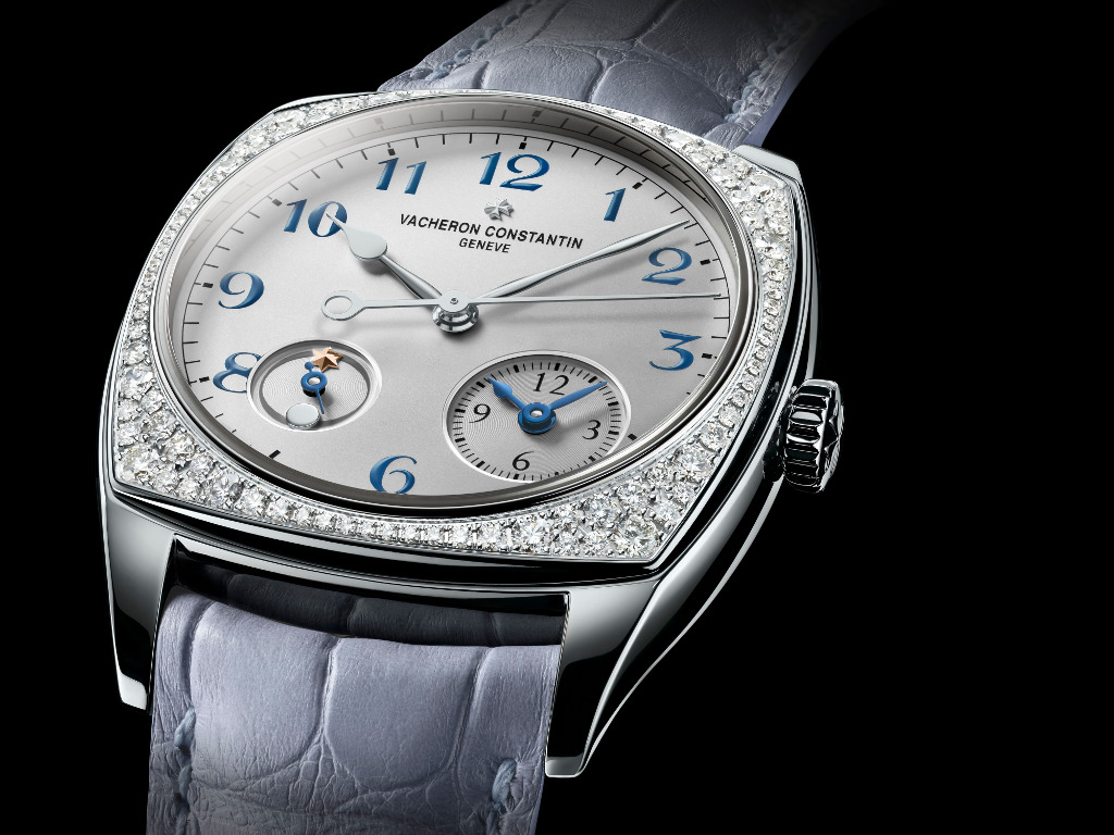 The Vacheron Constantin Harmony Dual Time in white gold with diamonds.
