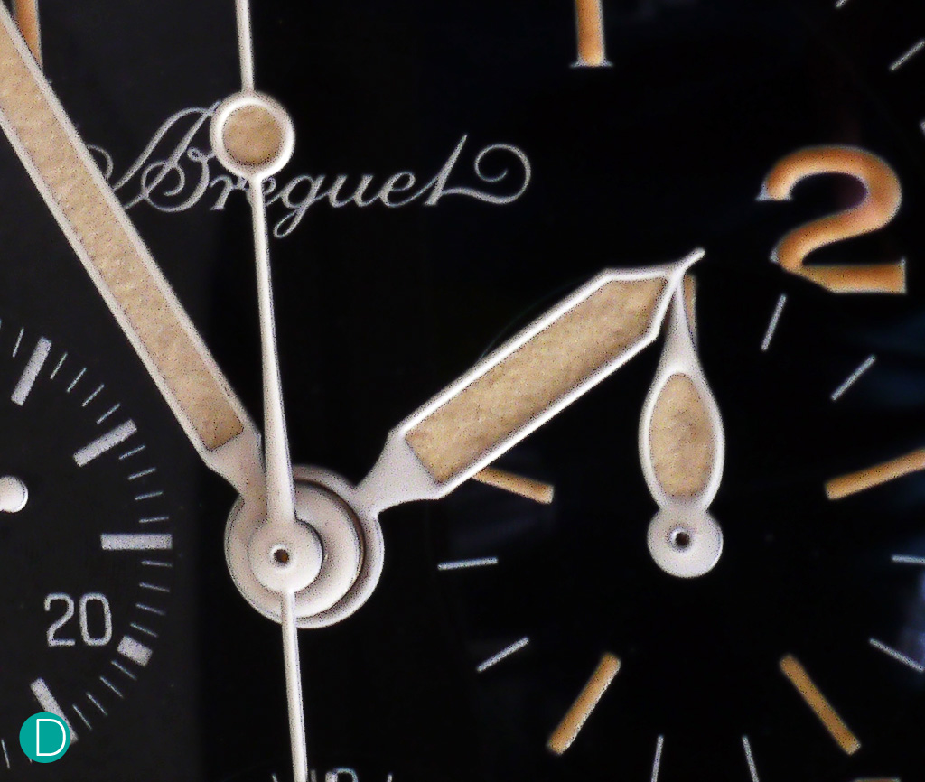 One interesting feature to note: in the older Type XX, the "t" in the word "Breguet" does not have a dash across. What happened then was anyone's guess.