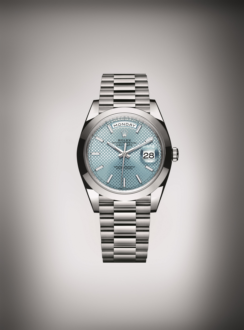 The Rolex Daydate 40. This example is in 950 platinum. 