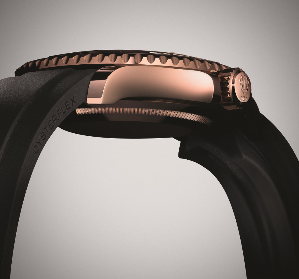 The underside of the Oysterflex bracelet, in which it is modified to bring comfort to the wearer. 