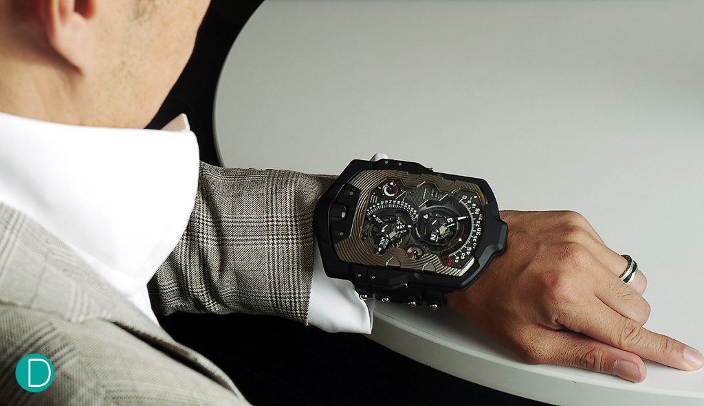 Wrist presence? Yes, this is what I call wrist presence! Featuring the outrageous Urwerk UR-1001 Titan.