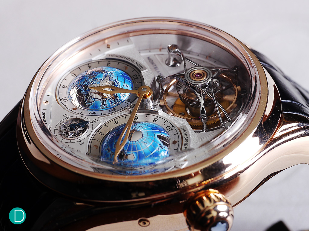 Montblanc Tourbillon Cylindrique Geosphères Vasco da Gama's distinctive dial. Note the multi-level approach to show off the design elements of the dial.