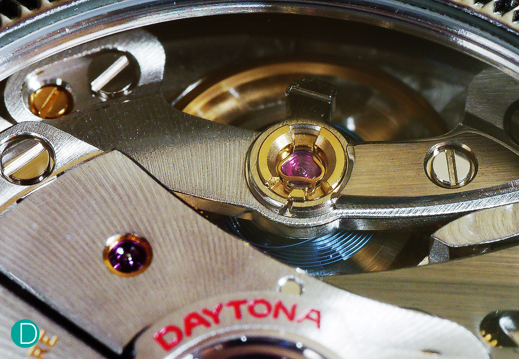 The balance bridge of the Rolex Daytona C.4130 movement.