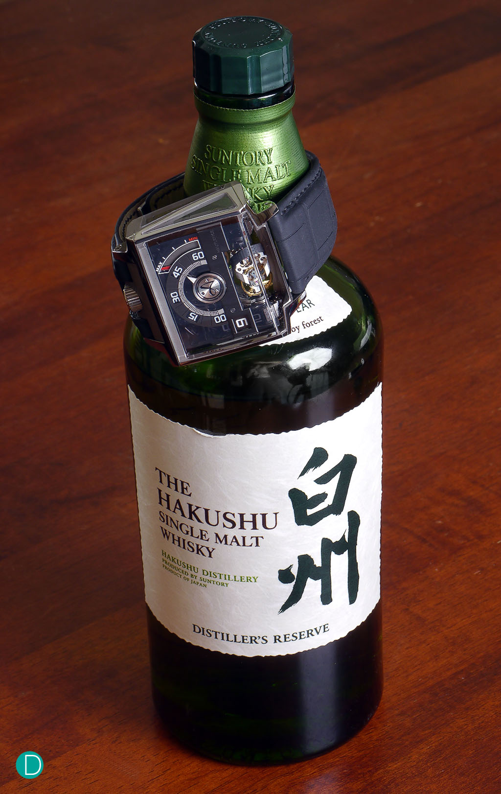 We know Hautlence CEO Guillaume Tetu prefers Islay Scotch for his drink, but we think the Vortex does go rather well with the disruptive effects the Japanese whisky industry have been creating with the likes of this Hakushu Single Malt.