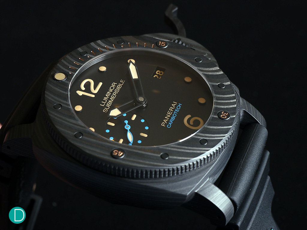 Panerai Luminor Submersible 1950 Carbotech. An unusual application of advanced technologies like carbon fibre reinforced material in watch cases. 