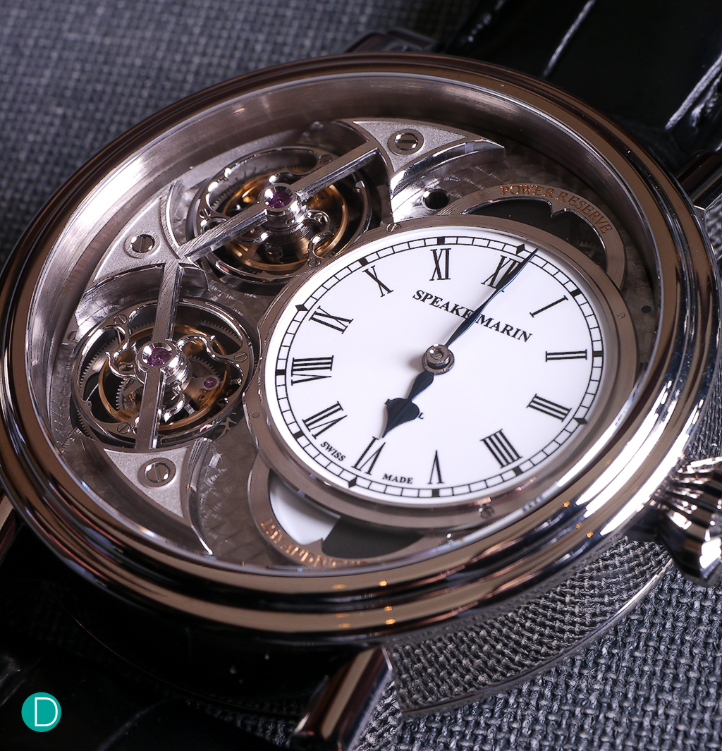 Peter Speake-Marin Magister Double Tourbillon with roman numerals on an oven fired enamel. 