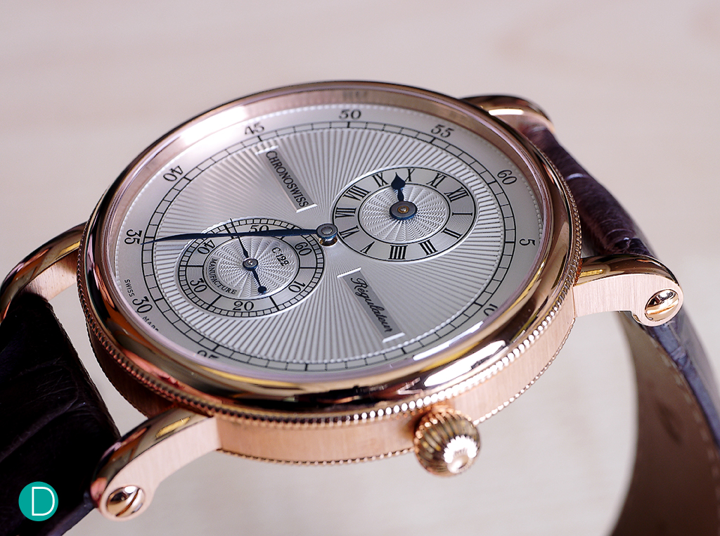 Chronoswiss Régulateur: in a nutshell, a magnificent dial in a beautiful case. Nice proportions. Movement is exclusive as it is in-house manufactured, and finished in accordance to its intended price position. 