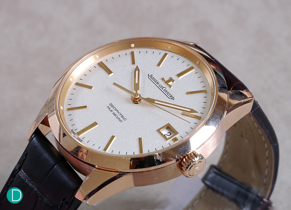 Jaeger LeCoultre Geophysic True Seconds in rose gold.