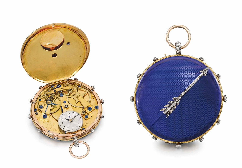 An early example of the Breguet Montre à Tact offered for sale by Christie's on 10 Nov 2014. Sold for CHF87,500. 