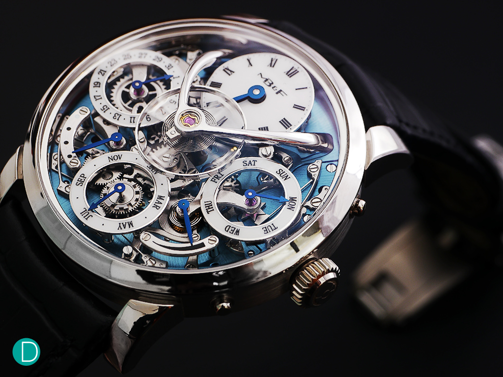 The MB&F LM Perpetual. The dial layout is clear and legible. Though there is significant more information to be display, it does so without looking cluttered. The earlier LM dials had negative space to play with, and the additional sub-dials for the perpetual calendar simply occupied these spaces.