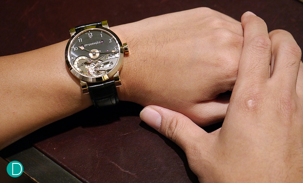 On the author's wrist, the 43mm case diameter sits fairly well, even with the straight lugs.