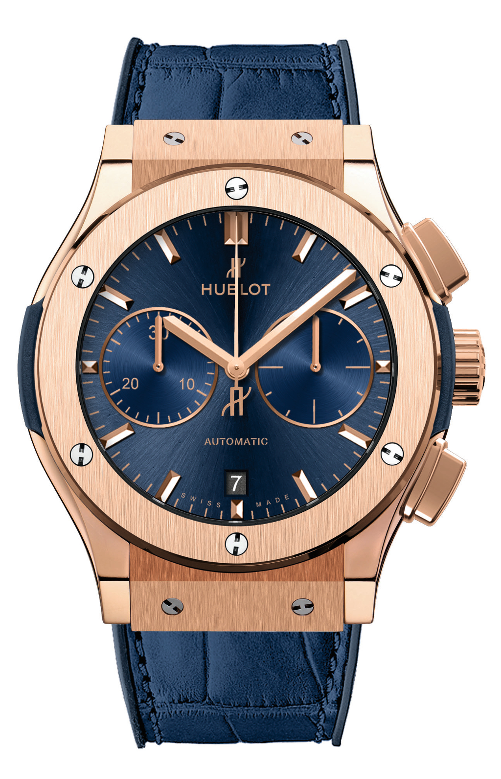 For Him: Classic Hublot Fusion Blue Chronograph King Gold
