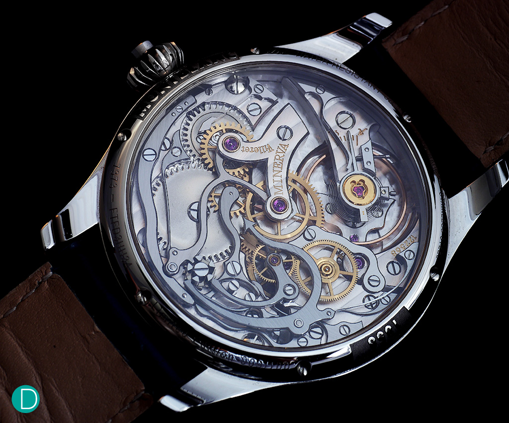 The movement is the Montblanc manufactured, Minerva styled monopusher chronograph: the caliber 16.29.