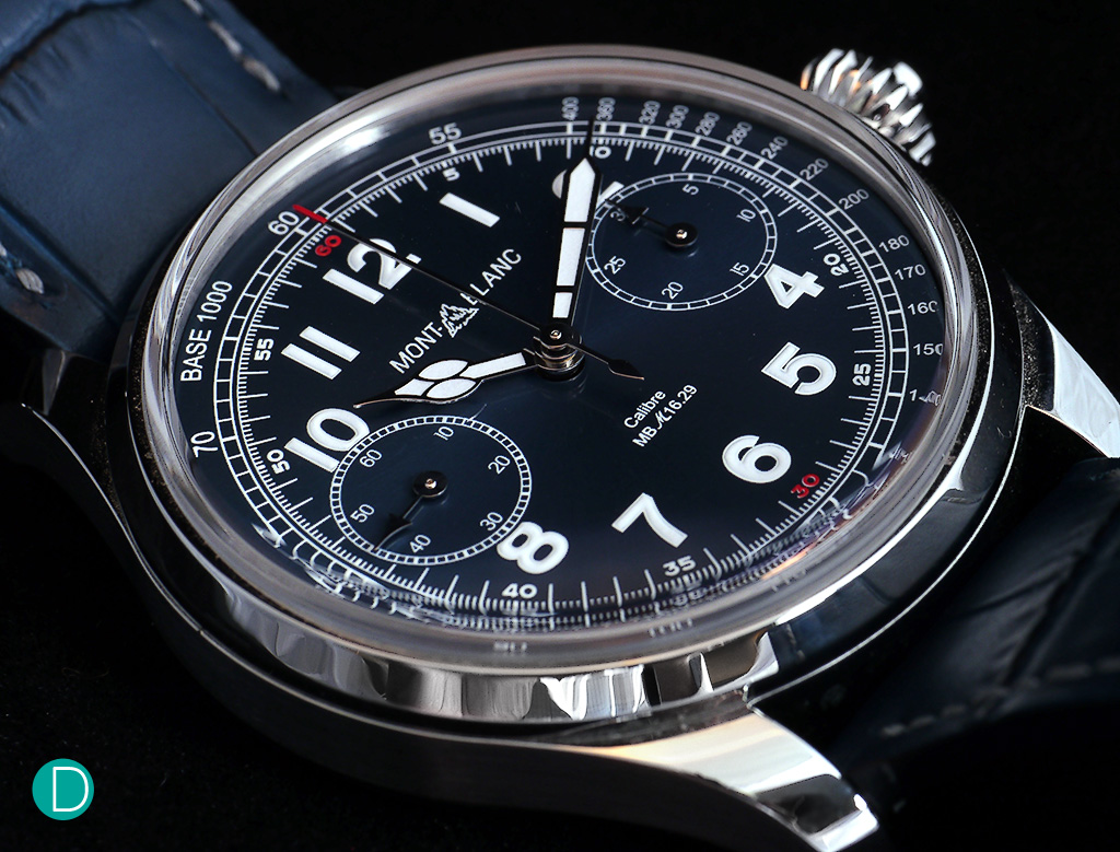 The dial is magnificent. Attention to detail is first rate in the retro styled look. Including reviving the old Montblanc logo.