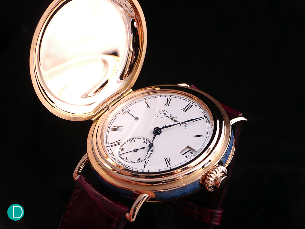 The H. Moser & Cie Perpetual Calendar Heritage Limited Edition inspired by a vintage Moser pocket watch. 