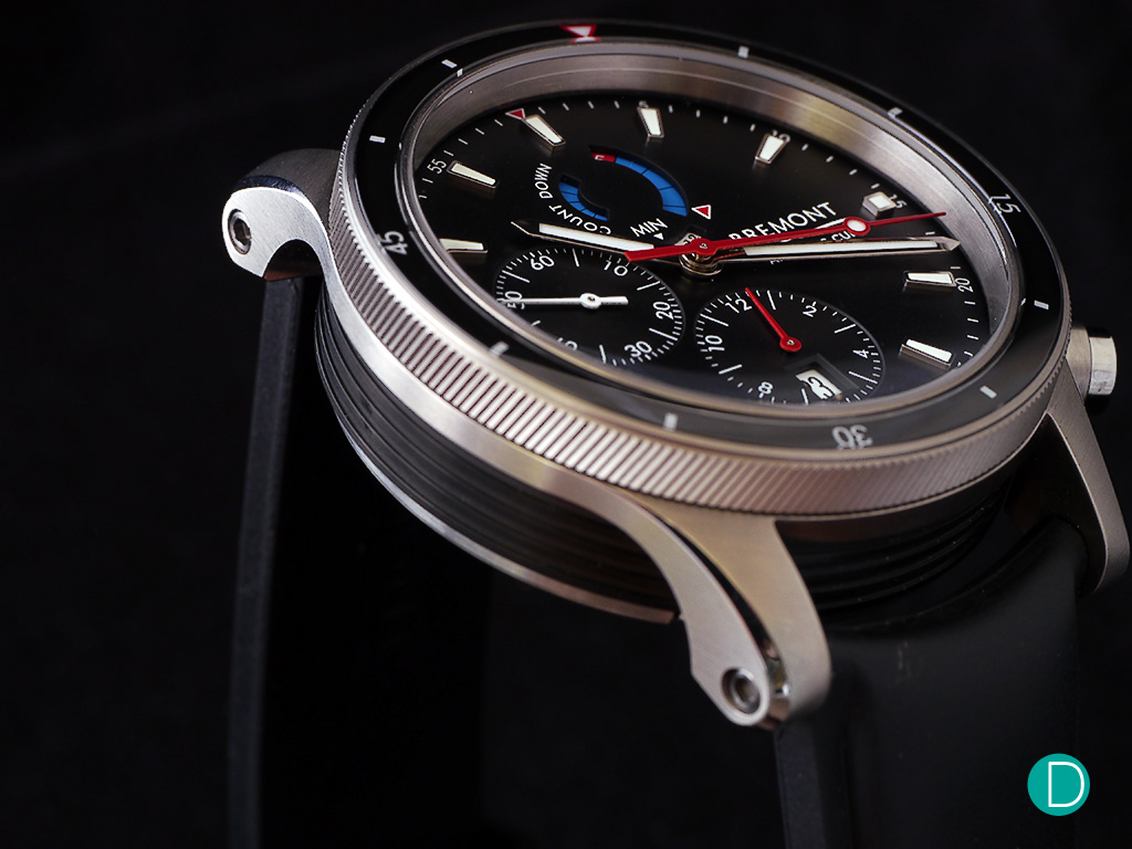 The OTUSA case side, showing the design details which was originally seen in the Bremont Boeing series. 