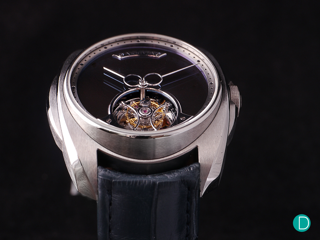 Special AkriviA hands fitted here on the Tourbillon Hour Minute