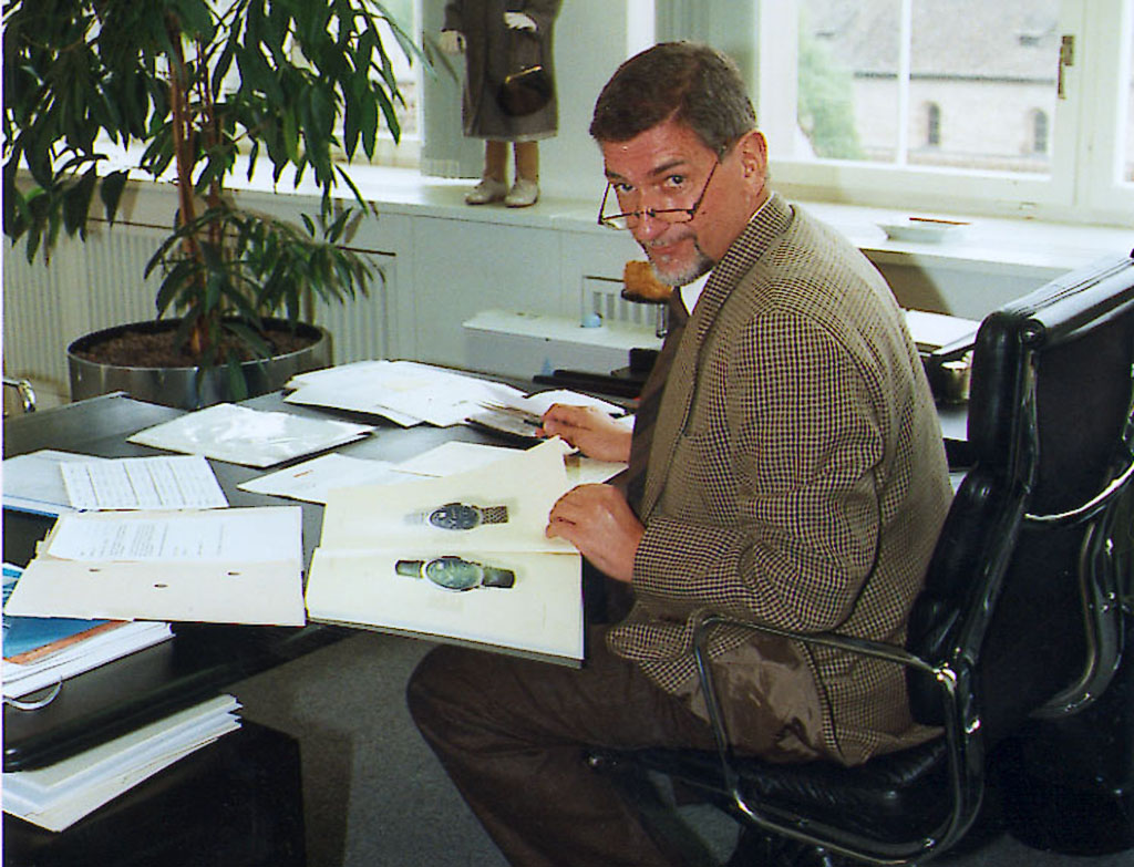Günter Blümlein in his office in Schaffhausen. 