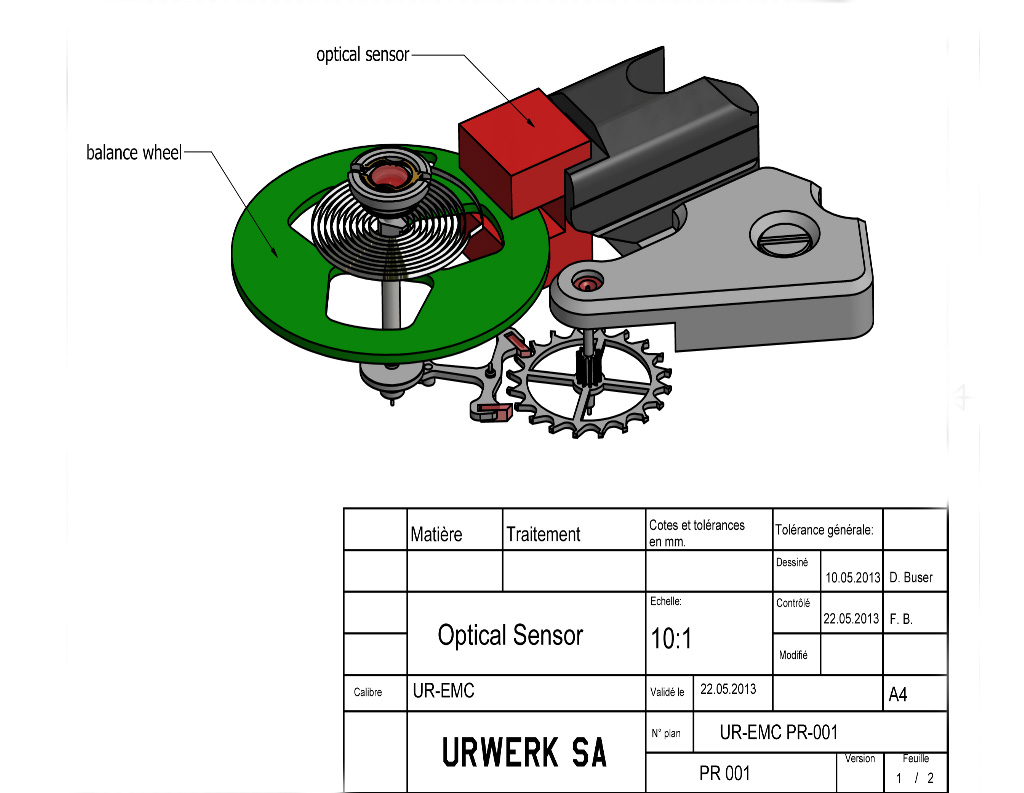 Technical drawing showing the working components of the optical sensor used to make the measurements.