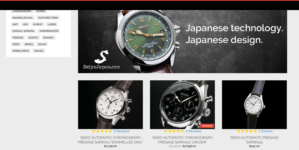 Astute collectors have been getting their fix for Japanese Domestic Models of Seiko Presage and Seiko Cocktail watches from SeiyaJapan.com