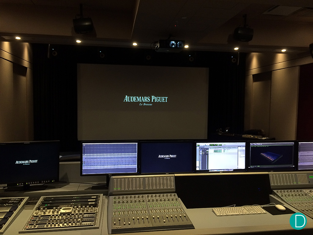 The Infinity Studios Post Production Mixing Room where in a normal day they work on post production sounds on commercials and movies. For the AP launch, it was the perfect foil to showcase the Supersonnerie.