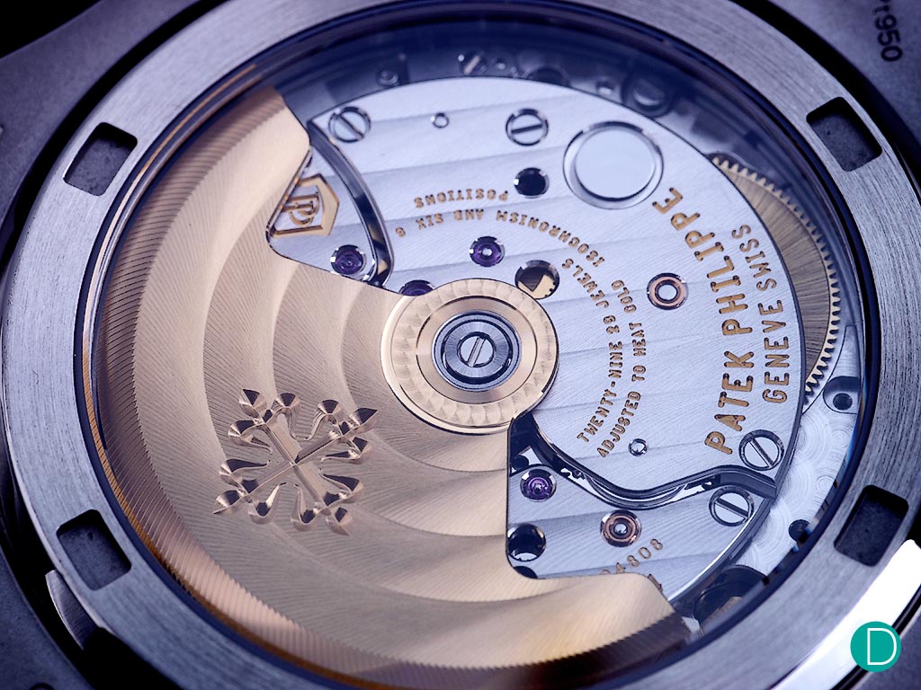 The Patek in-house manufactured movement , the 324 SC beats within.