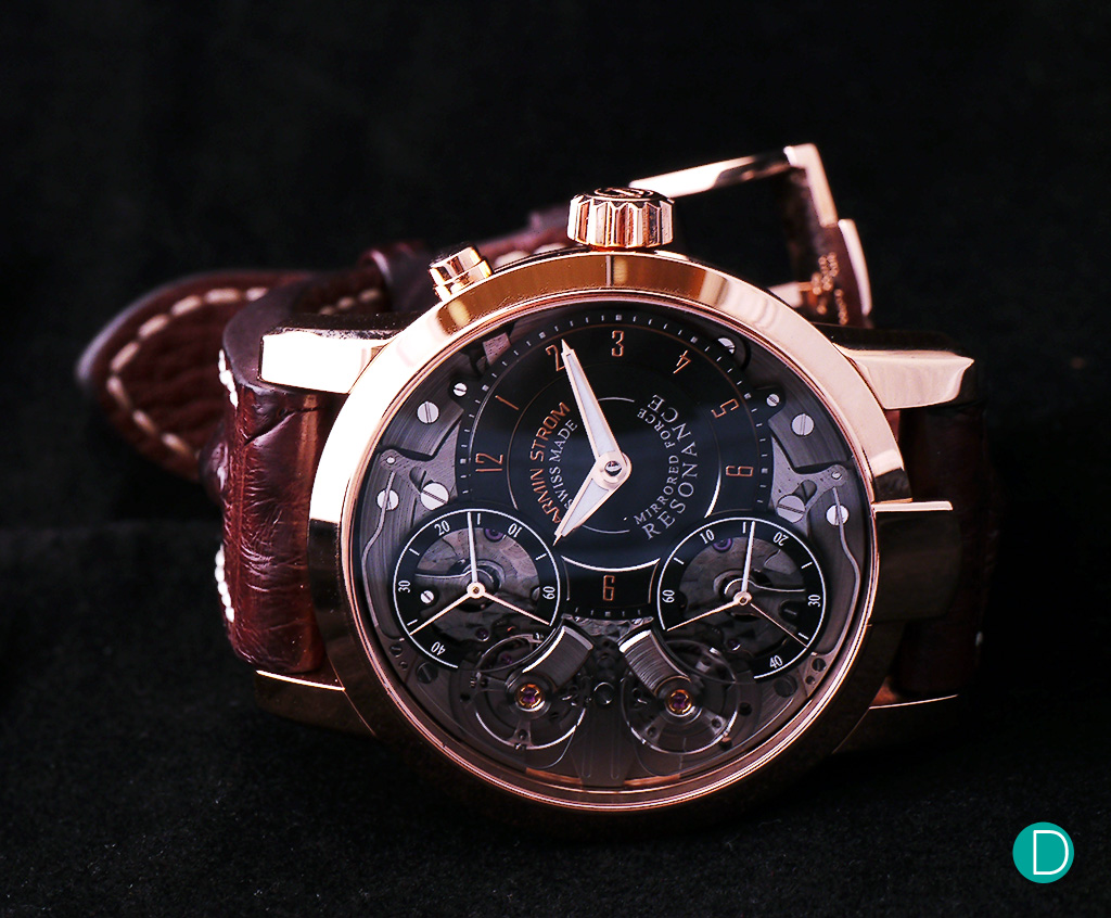Armin Strom Mirrored Force Resonance in rose gold case, part of their Fire collection.