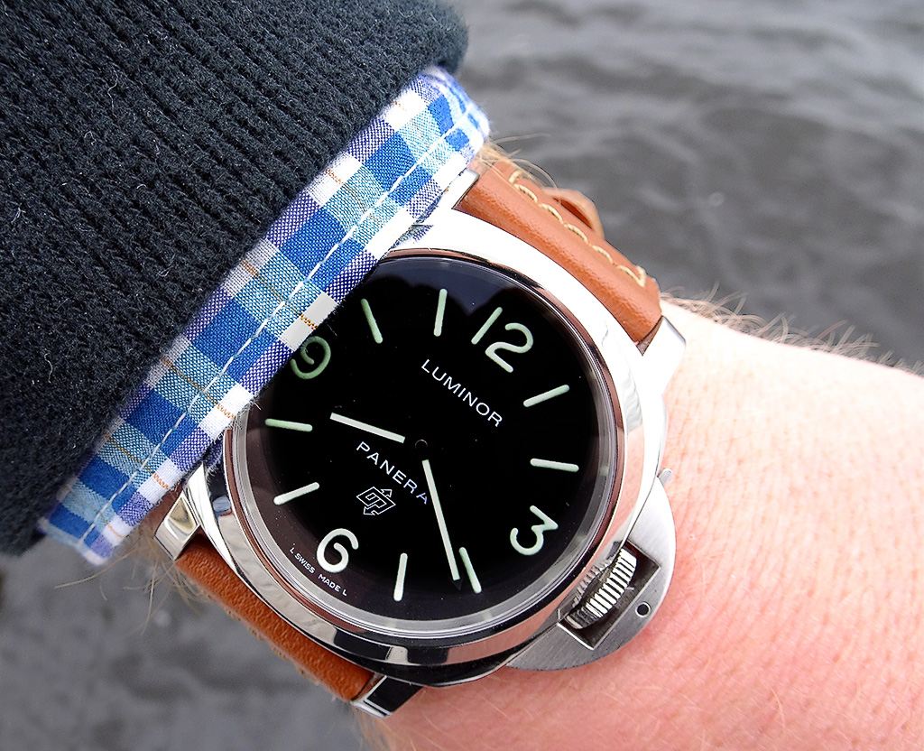 The Panerai PAM000 on the wrist. Photo by owner.