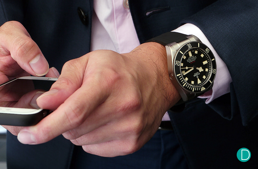 On the wrist the 42mm case diameter looks hefty, but not out of place in a suit in a corporate environment. The build quality of the Pelagos means it can also easily find a home with a wet suit.