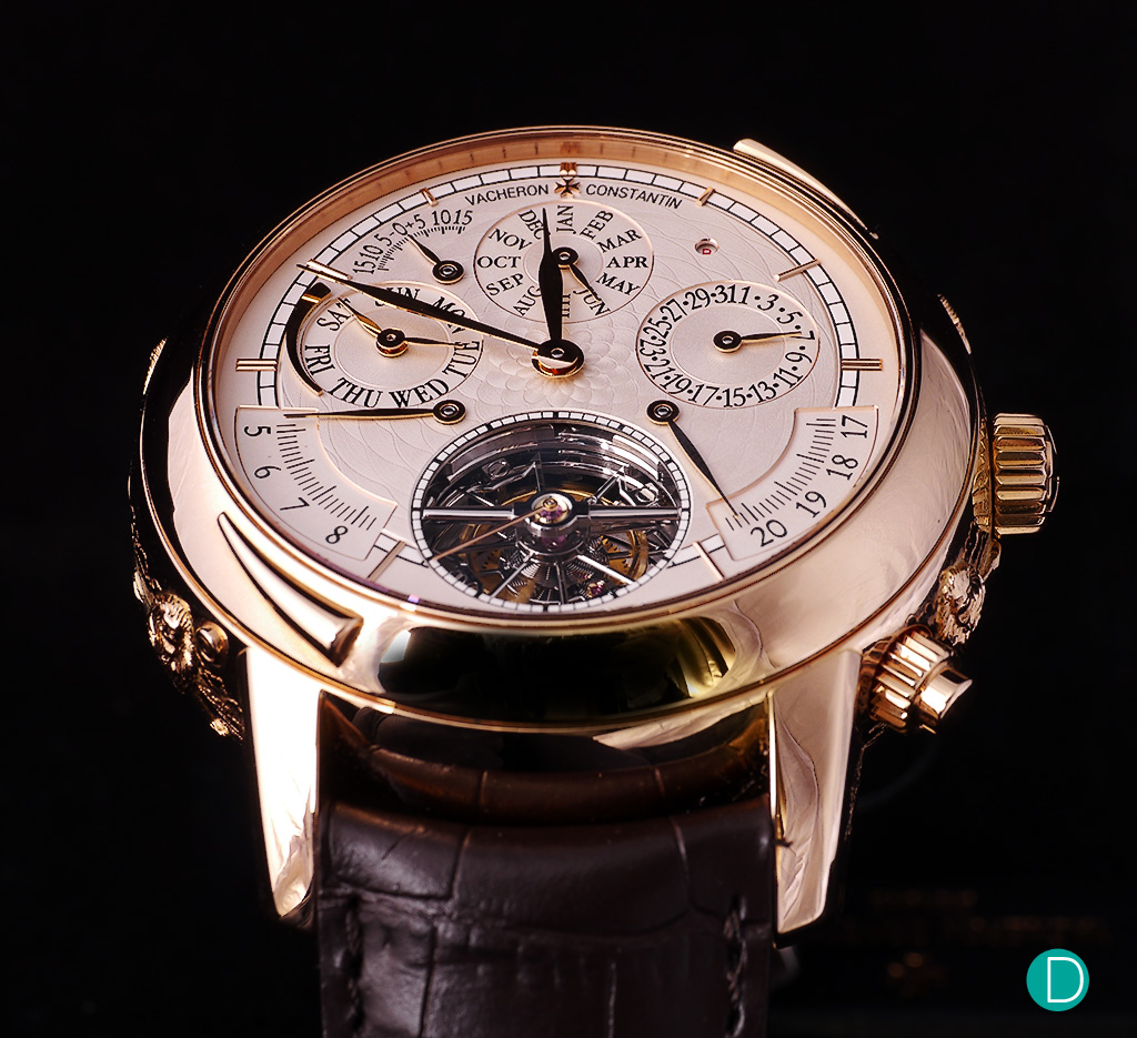 The dial shows multiple complications and the tourbillon. 
