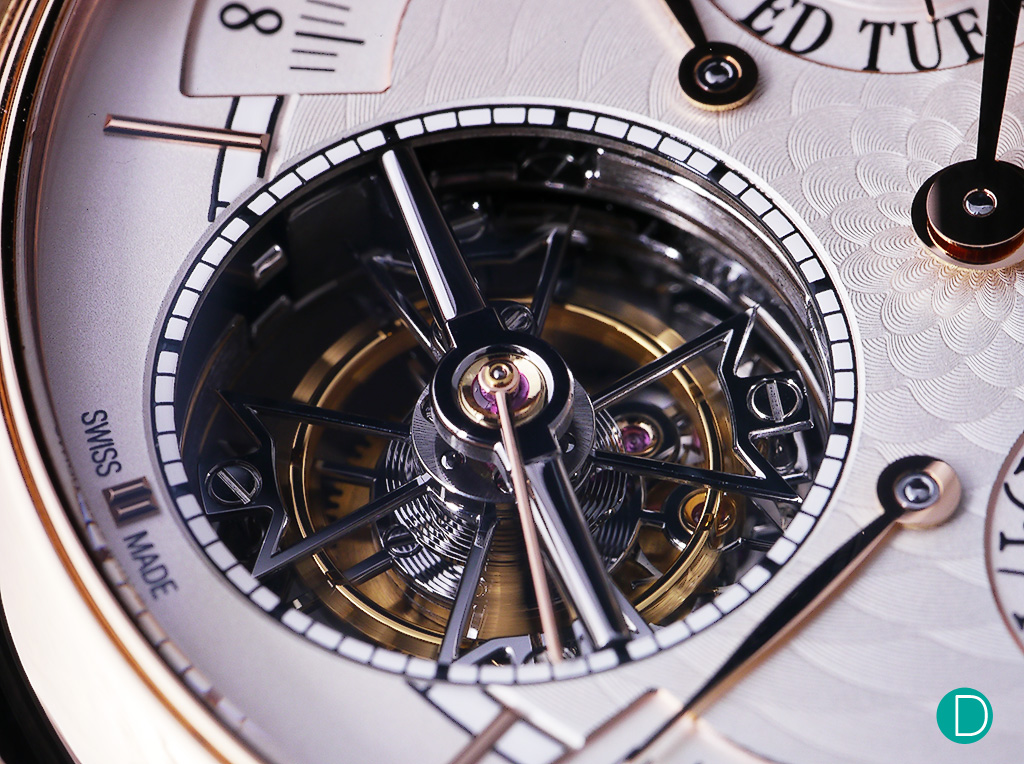 The classic and magnificent VC tourbillon, with the VC logo on the cage as a signature. 