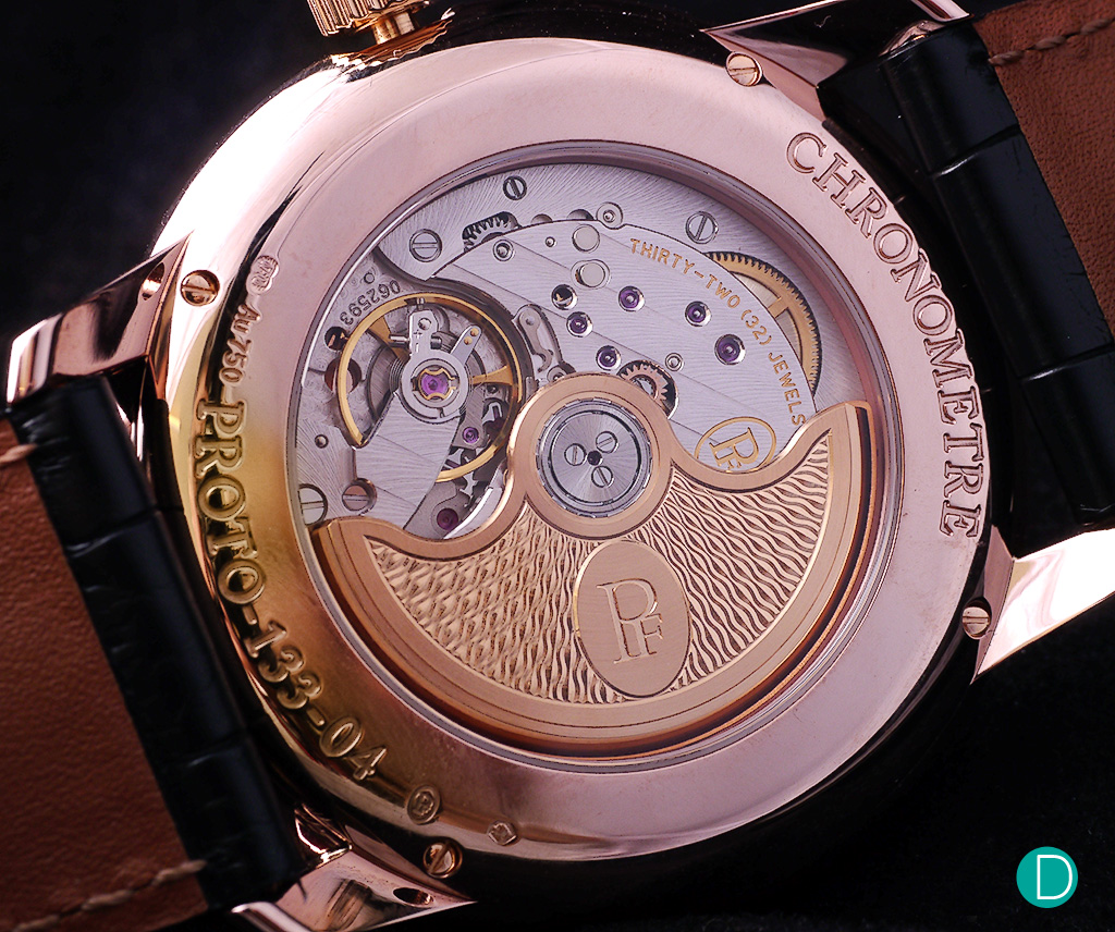 The watch features a see-through caseback which gives a full view of the movement in action.