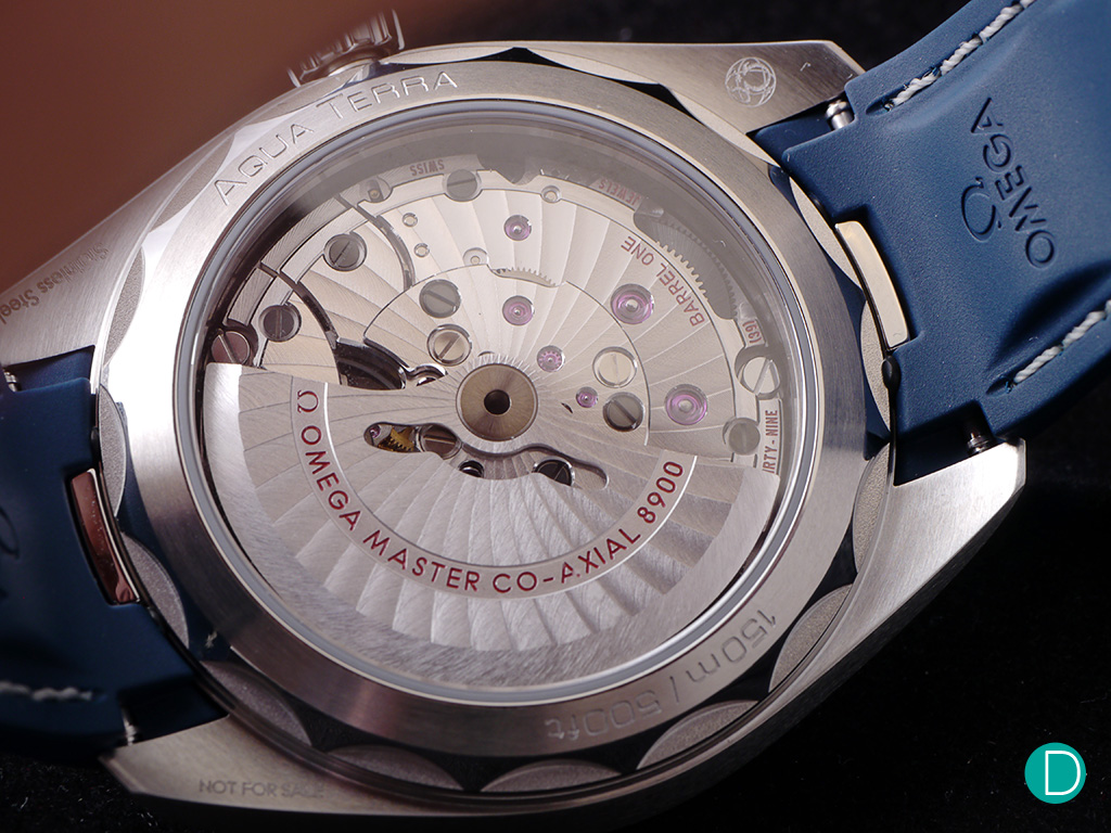 Seamaster Aqua Terra Master Chronometer case back with view to the Calibre 8900