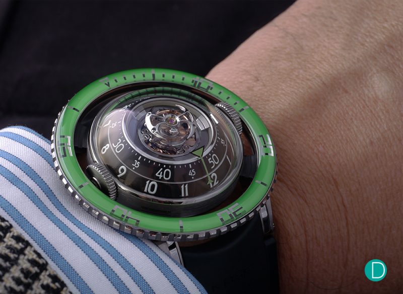 New Release: The latest MB&F HM7 - the Aquapod in titanium with a green ...